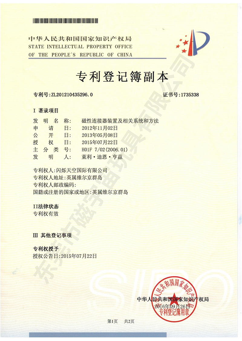 Patent certificate